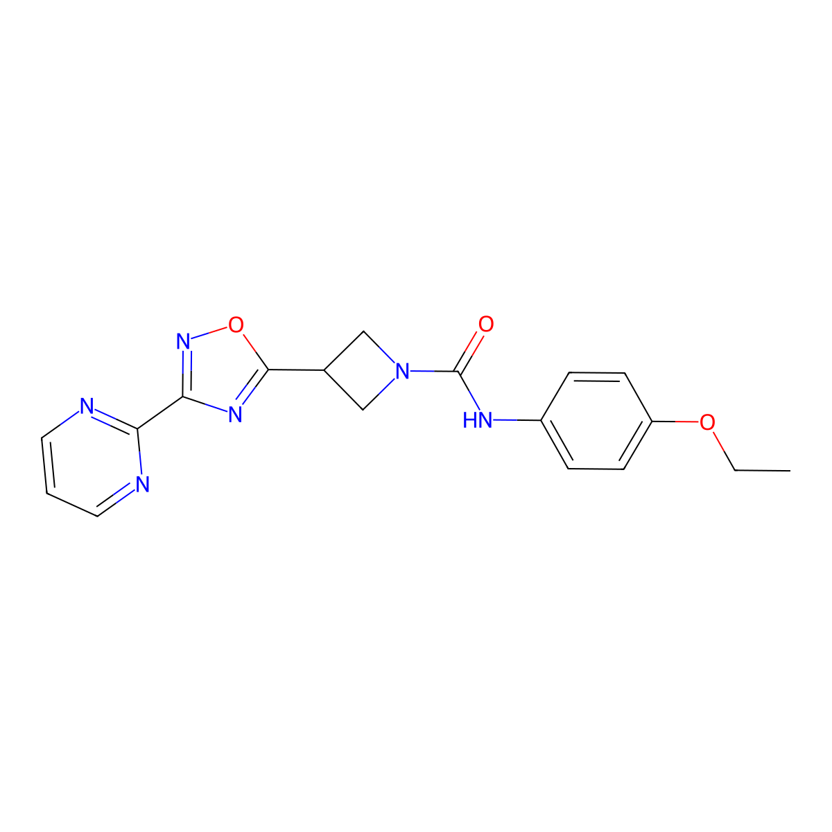 N-(4-ethoxyphenyl)-3-[3-(pyrimidin-2-yl)-1,2,4-oxadiazol-5-yl]azetidine-1-carboxamide molecular structure, CAS 1324506-63-9