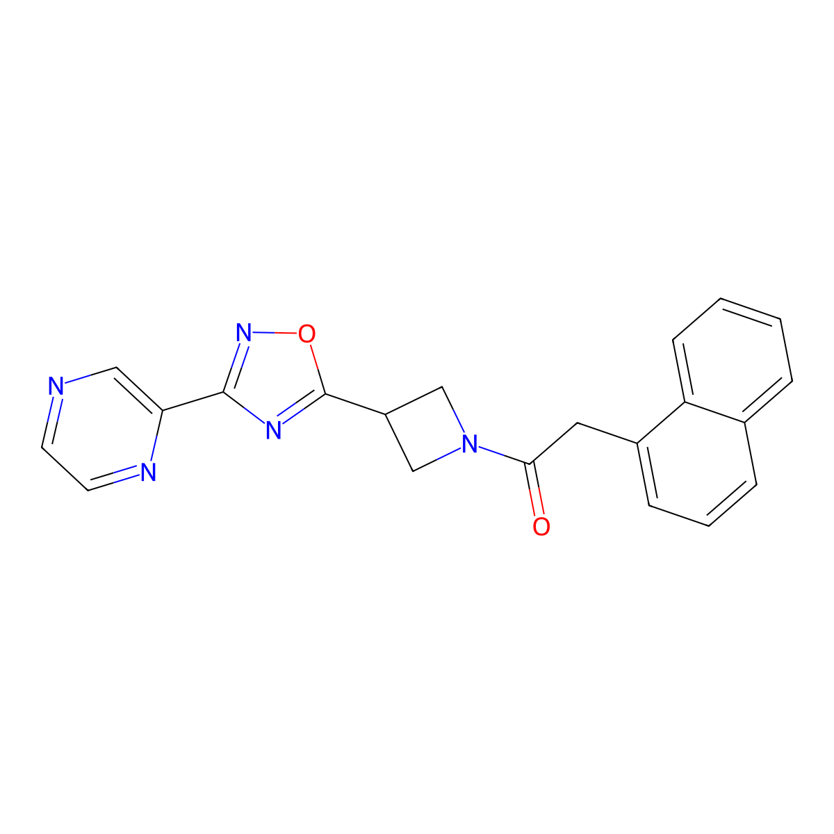 2-(Naphthalen-1-yl)-1-(3-(3-(pyrazin-2-yl)-1,2,4-oxadiazol-5-yl)azetidin-1-yl)ethanone molecular structure, CAS 1324507-24-5