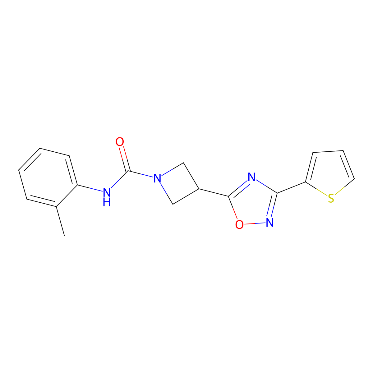 3-(3-(thiophen-2-yl)-1,2,4-oxadiazol-5-yl)-N-(o-tolyl)azetidine-1-carboxamide molecular structure, CAS 1324507-29-0