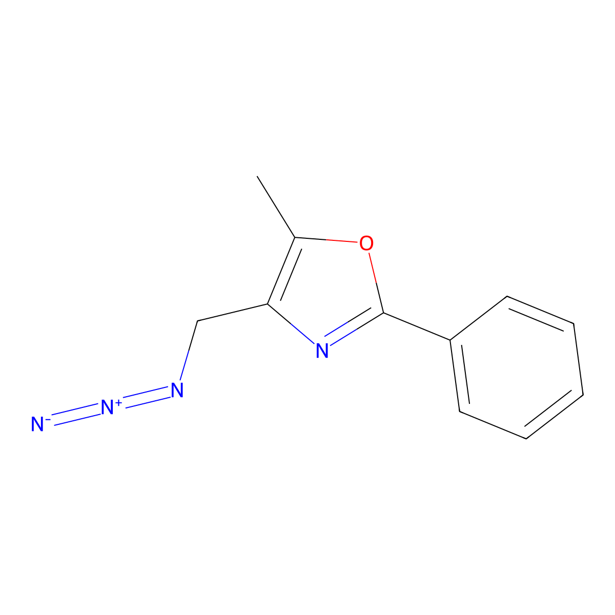 4-(Azidomethyl)-5-methyl-2-phenyl-1,3-oxazole molecular structure, CAS 132451-27-5