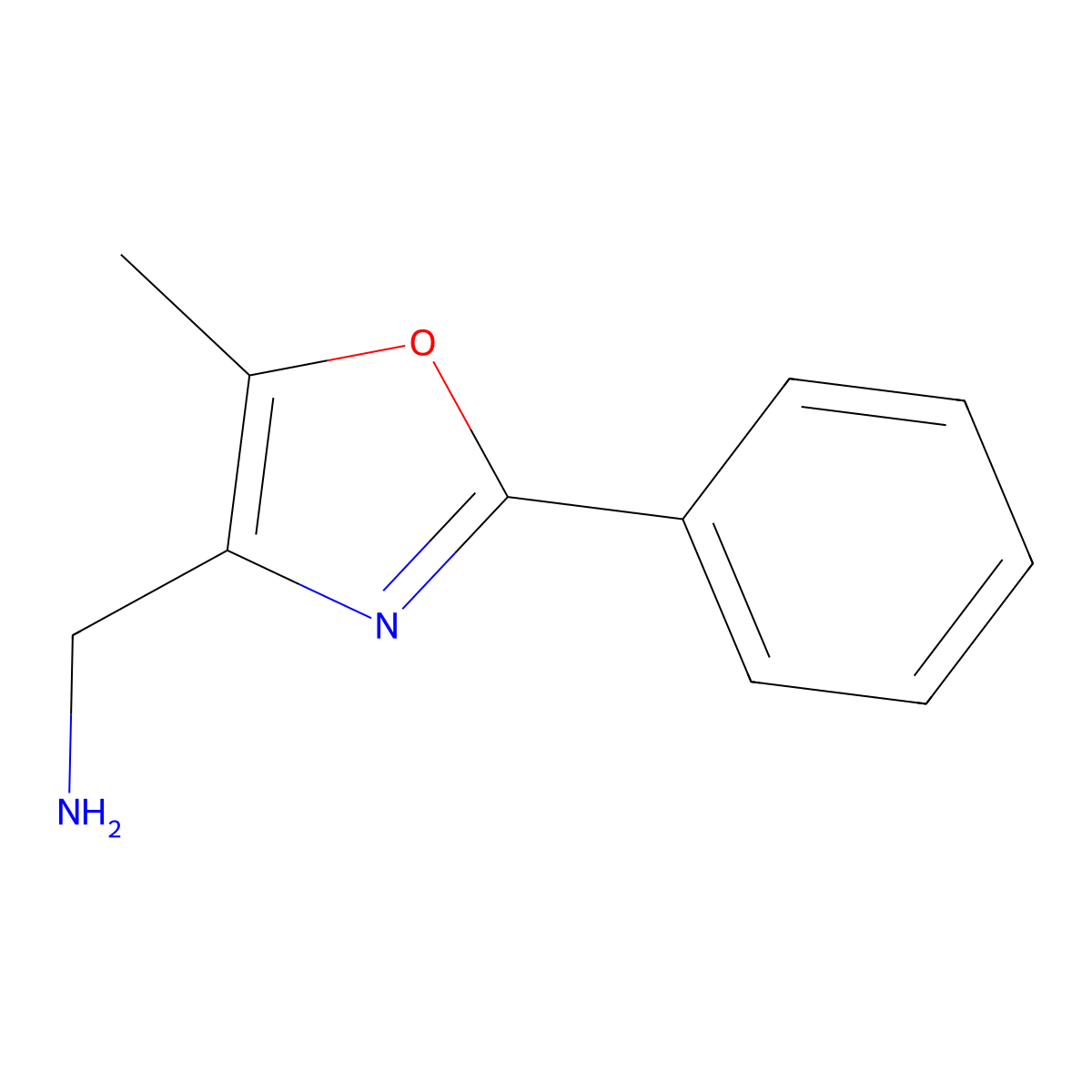 (5-Methyl-2-phenyl-1,3-oxazol-4-yl)methylamine molecular structure, CAS 132451-28-6