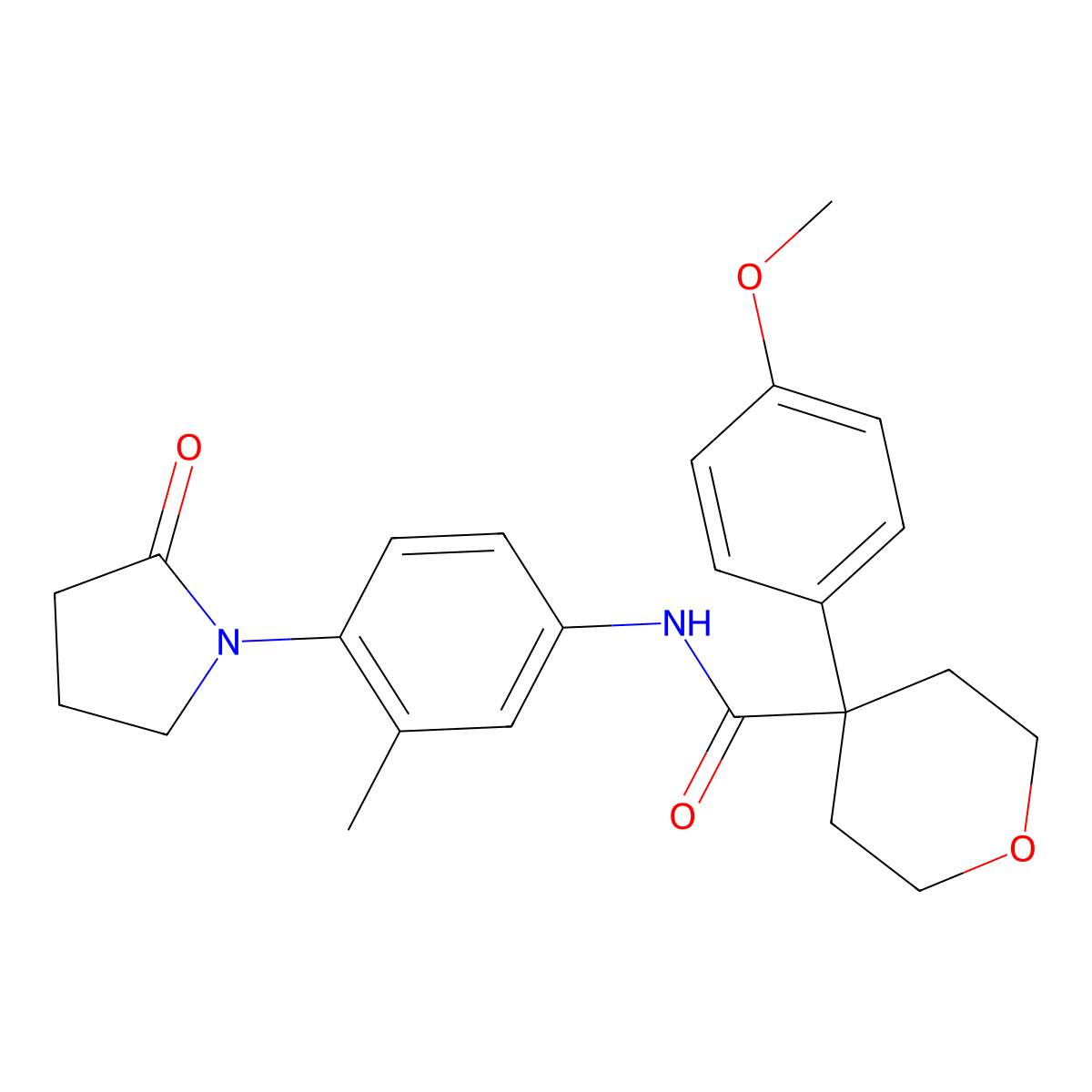 4-(4-methoxyphenyl)-N-[3-methyl-4-(2-oxopyrrolidin-1-yl)phenyl]oxane-4-carboxamide molecular structure, CAS 1324523-83-2
