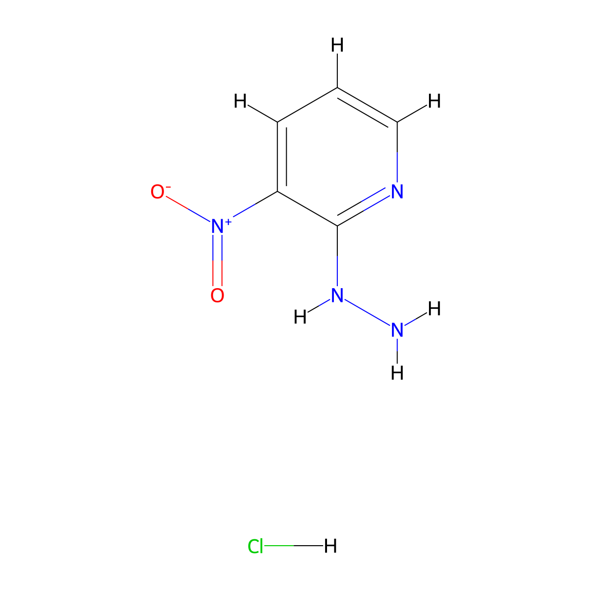 2-Hydrazinyl-3-nitropyridine hydrochloride molecular structure, CAS 132454-29-6