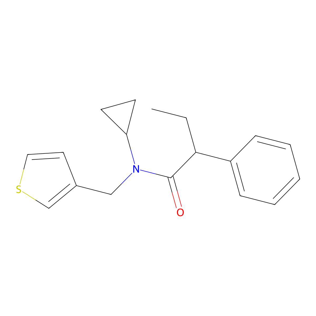 N-cyclopropyl-2-phenyl-N-(thiophen-3-ylmethyl)butanamide molecular structure, CAS 1324548-12-0