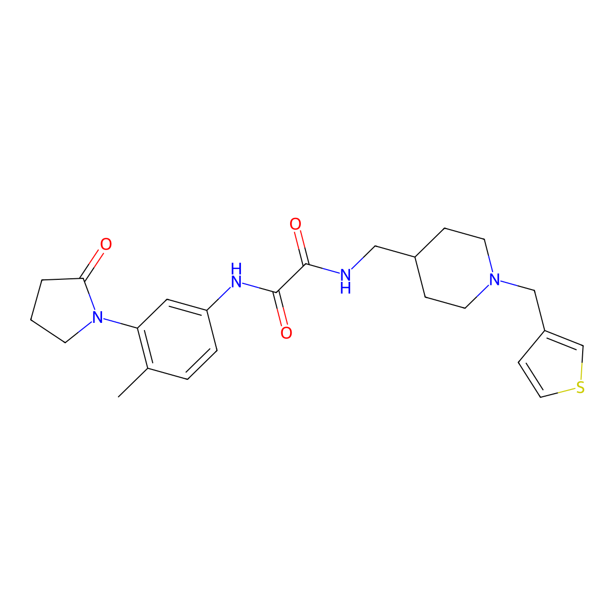 N1-(4-methyl-3-(2-oxopyrrolidin-1-yl)phenyl)-N2-((1-(thiophen-3-ylmethyl)piperidin-4-yl)methyl)oxalamide molecular structure, CAS 1324548-39-1