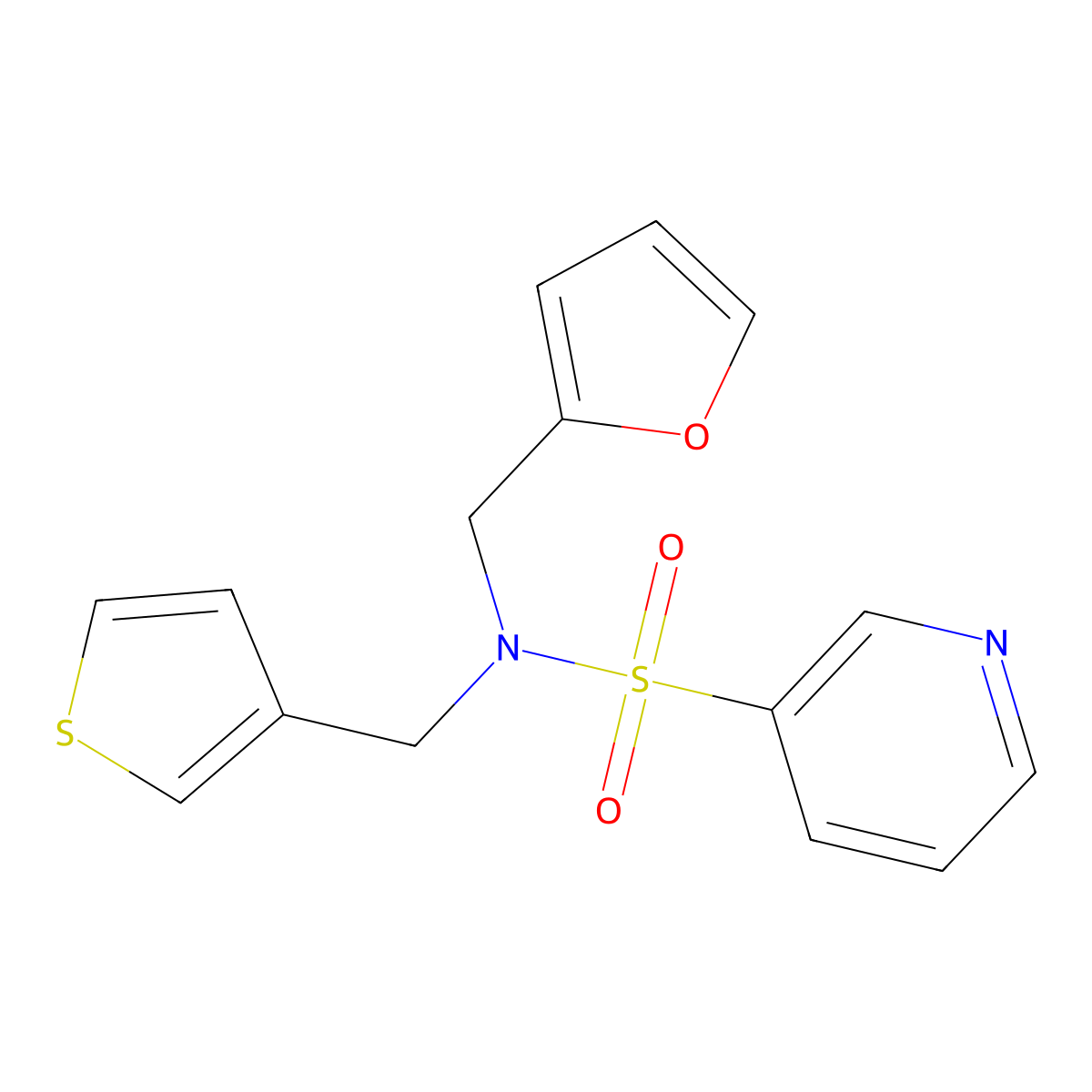 N-(furan-2-ylmethyl)-N-(thiophen-3-ylmethyl)pyridine-3-sulfonamide molecular structure, CAS 1324548-62-0