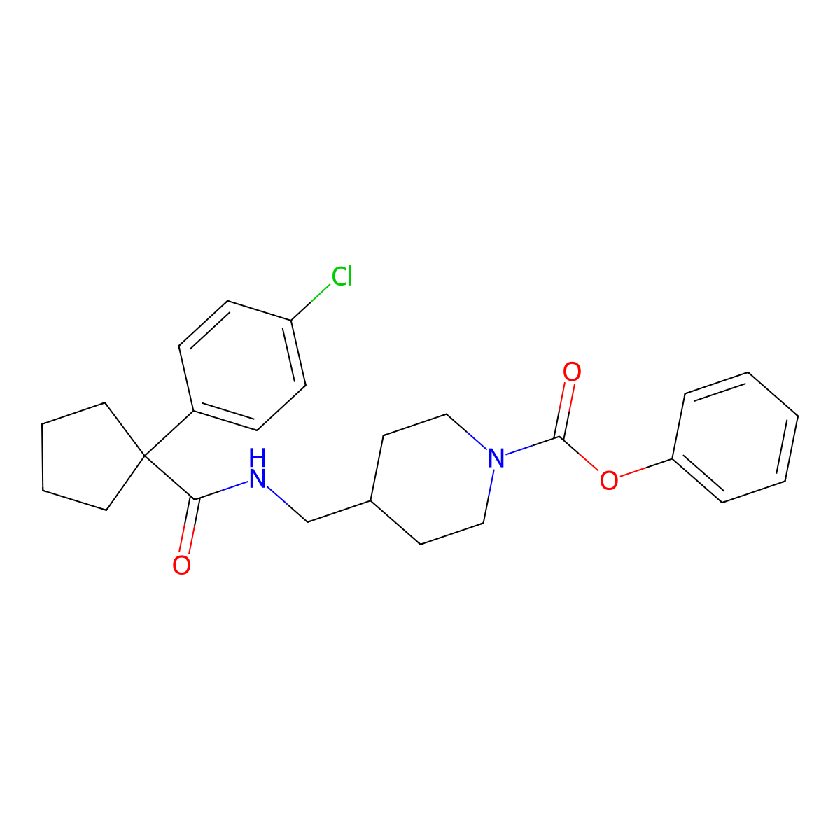 Phenyl 4-((1-(4-chlorophenyl)cyclopentanecarboxamido)methyl)piperidine-1-carboxylate molecular structure, CAS 1324548-74-4