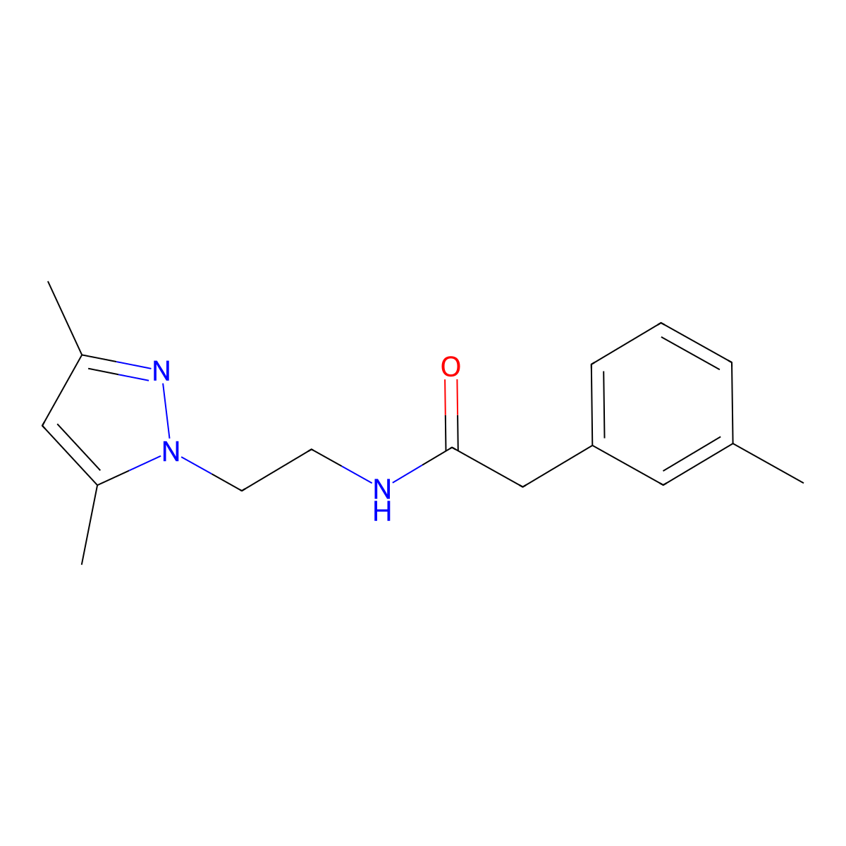 N-(2-(3,5-dimethyl-1H-pyrazol-1-yl)ethyl)-2-(m-tolyl)acetamide molecular structure, CAS 1324564-95-5