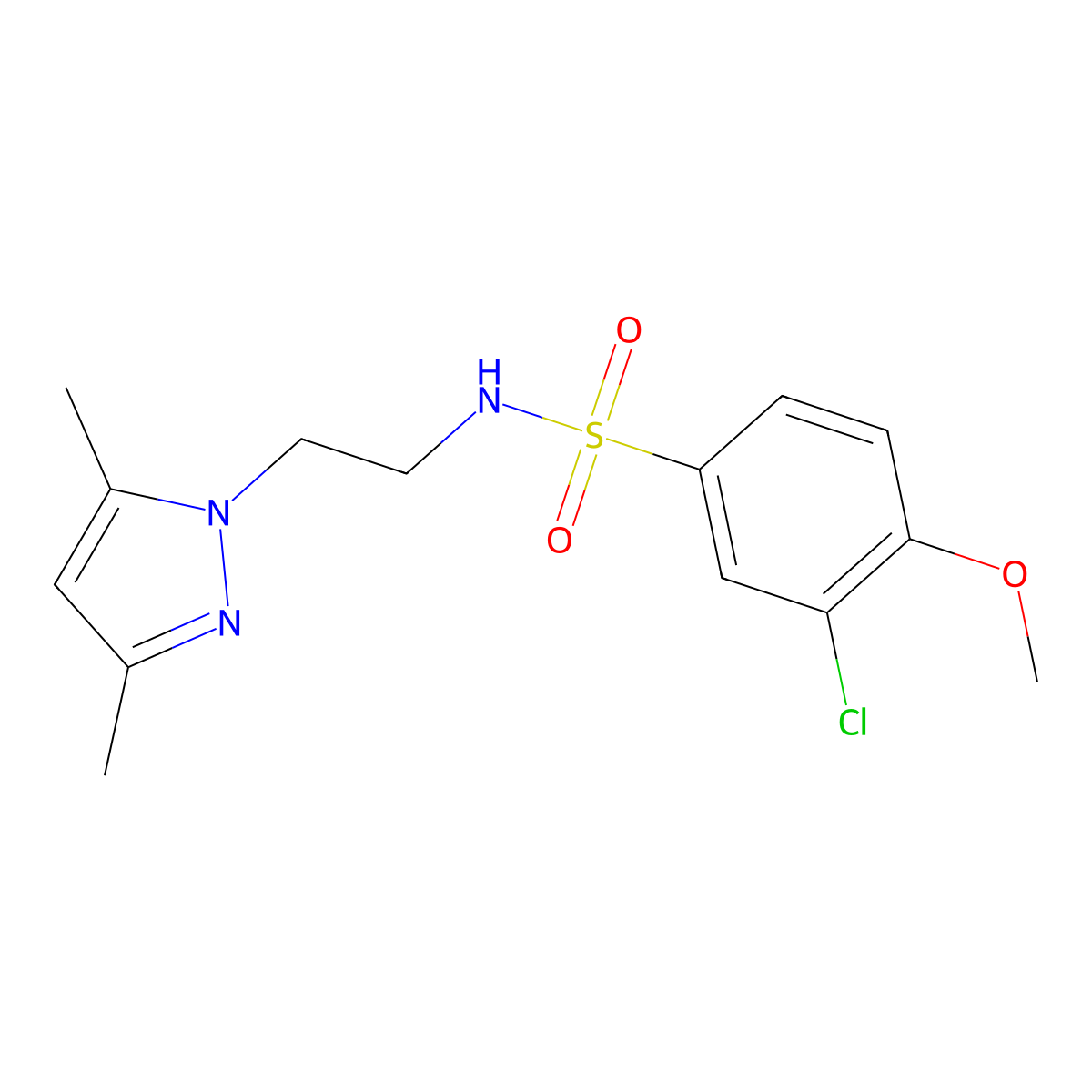 3-chloro-N-(2-(3,5-dimethyl-1H-pyrazol-1-yl)ethyl)-4-methoxybenzenesulfonamide molecular structure, CAS 1324564-97-7