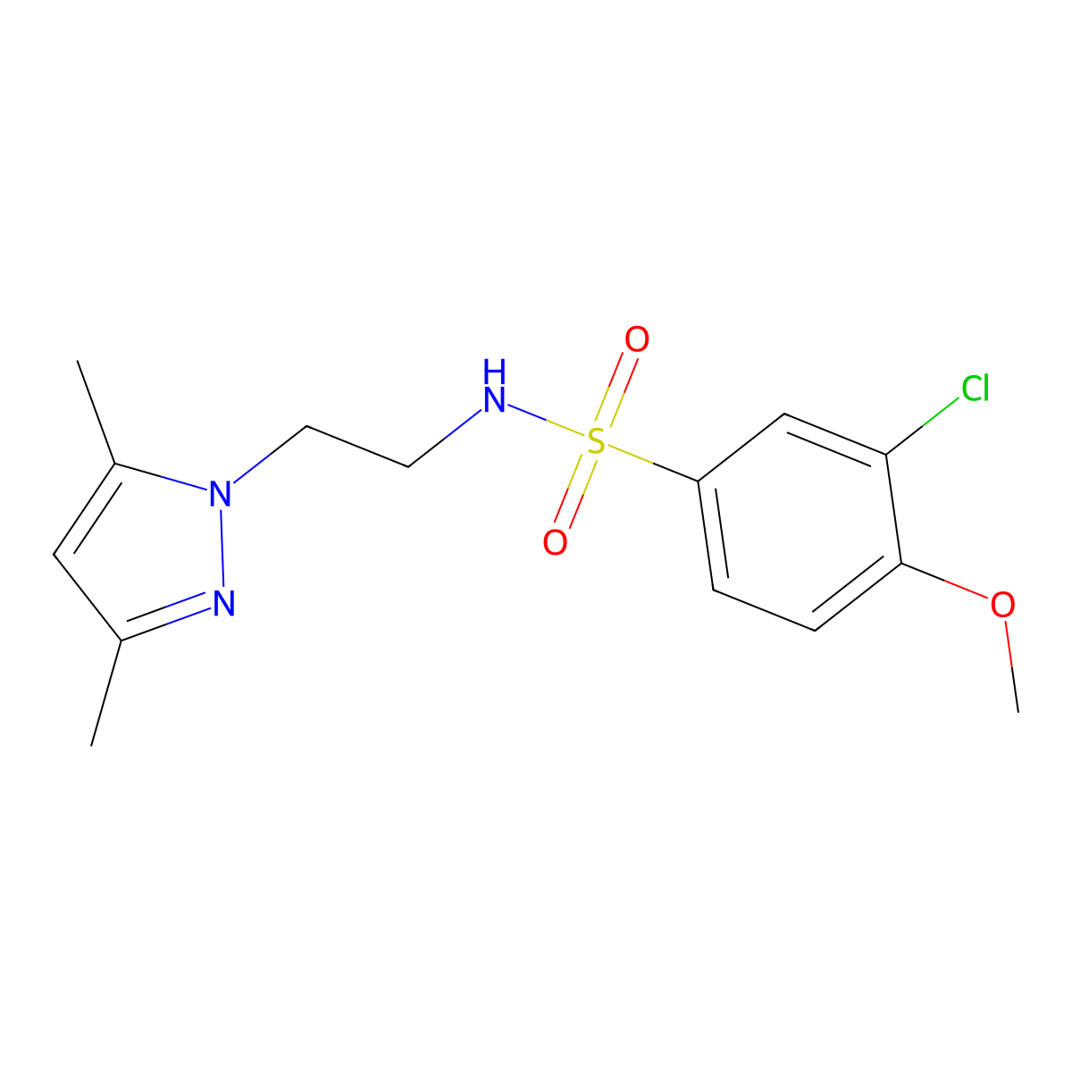3-chloro-N-(2-(3,5-dimethyl-1H-pyrazol-1-yl)ethyl)-4-methoxybenzenesulfonamide molecular structure, CAS 1324564-97-7