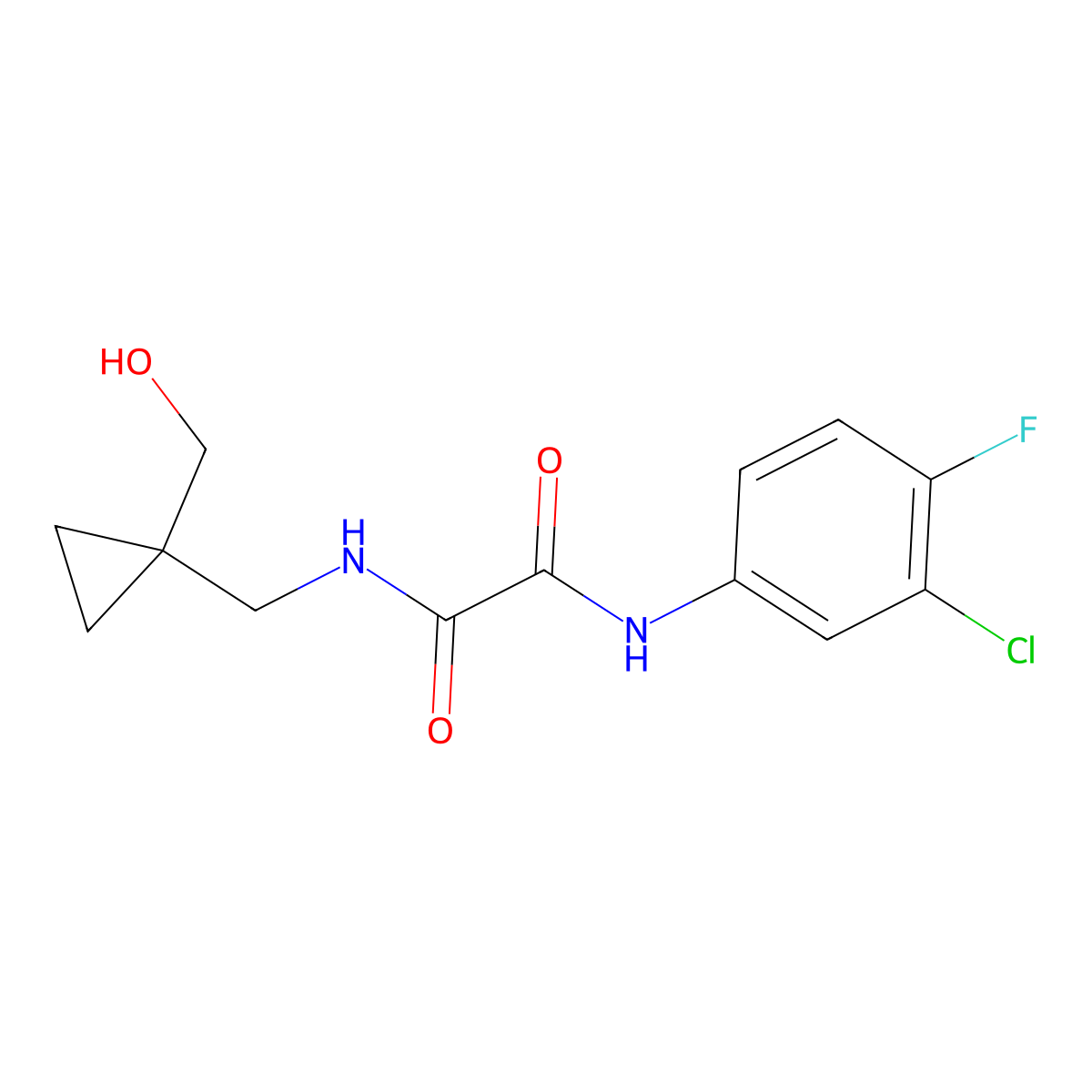 N1-(3-chloro-4-fluorophenyl)-N2-((1-(hydroxymethyl)cyclopropyl)methyl)oxalamide molecular structure, CAS 1324565-50-5
