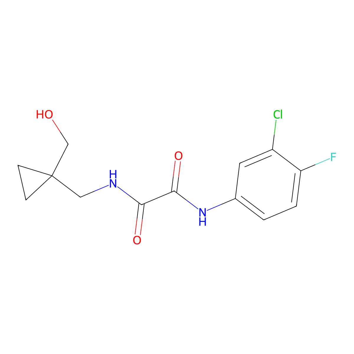 N1-(3-chloro-4-fluorophenyl)-N2-((1-(hydroxymethyl)cyclopropyl)methyl)oxalamide molecular structure, CAS 1324565-50-5