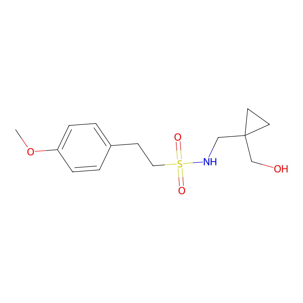 N-((1-(hydroxymethyl)cyclopropyl)methyl)-2-(4-methoxyphenyl)ethanesulfonamide molecular structure, CAS 1324565-58-3