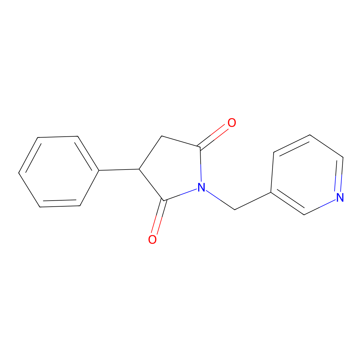 2,5-Pyrrolidinedione, 3-phenyl-1-(3-pyridinylmethyl)- molecular structure, CAS 132458-98-1