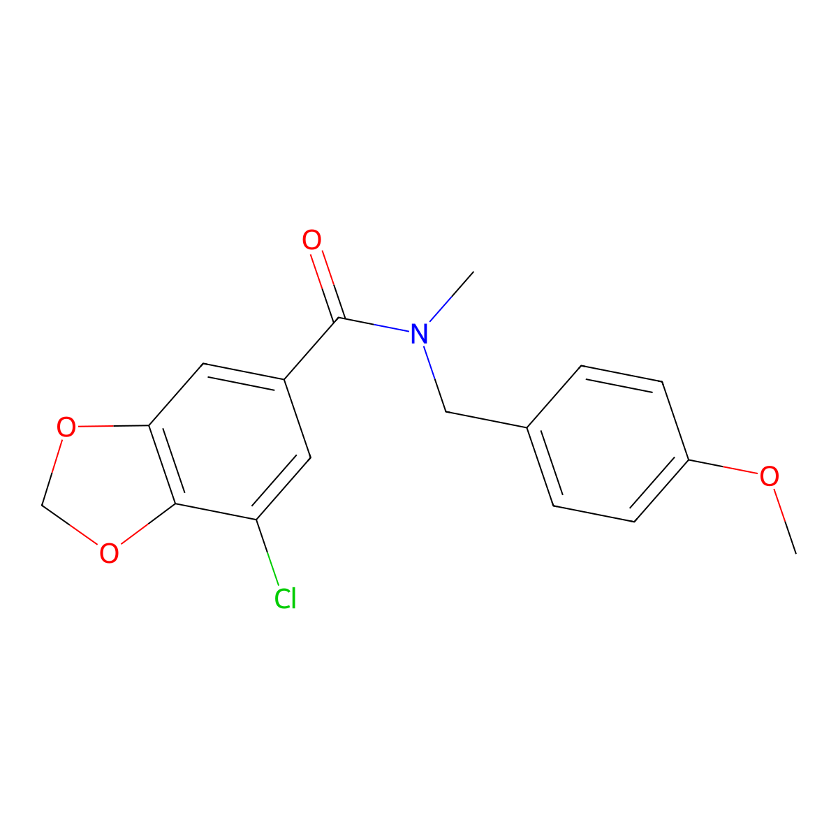 7-chloro-N-[(4-methoxyphenyl)methyl]-N-methyl-1,3-benzodioxole-5-carboxamide molecular structure, CAS 1324582-87-7