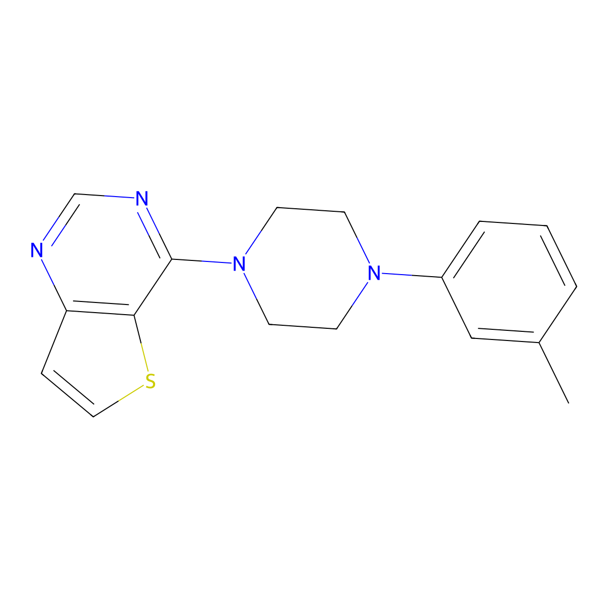 1-(3-Methylphenyl)-4-{thieno[3,2-d]pyrimidin-4-yl}piperazine molecular structure, CAS 1324590-48-8
