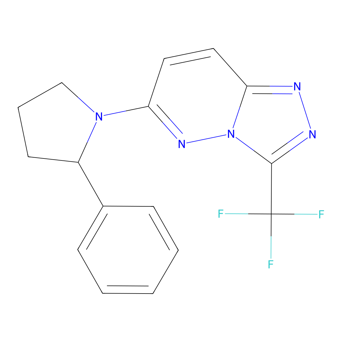 2-Phenyl-1-[3-(trifluoromethyl)-[1,2,4]triazolo[4,3-b]pyridazin-6-yl]pyrrolidine molecular structure, CAS 1324608-21-0
