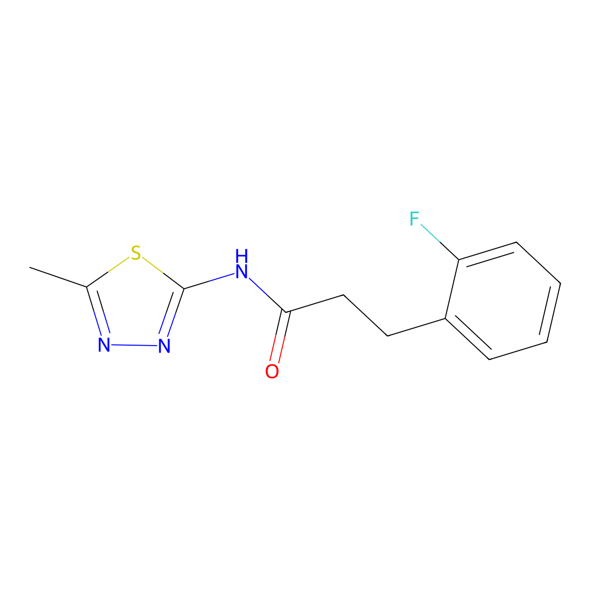 3-(2-fluorophenyl)-N-(5-methyl-1,3,4-thiadiazol-2-yl)propanamide molecular structure, CAS 1324611-16-6