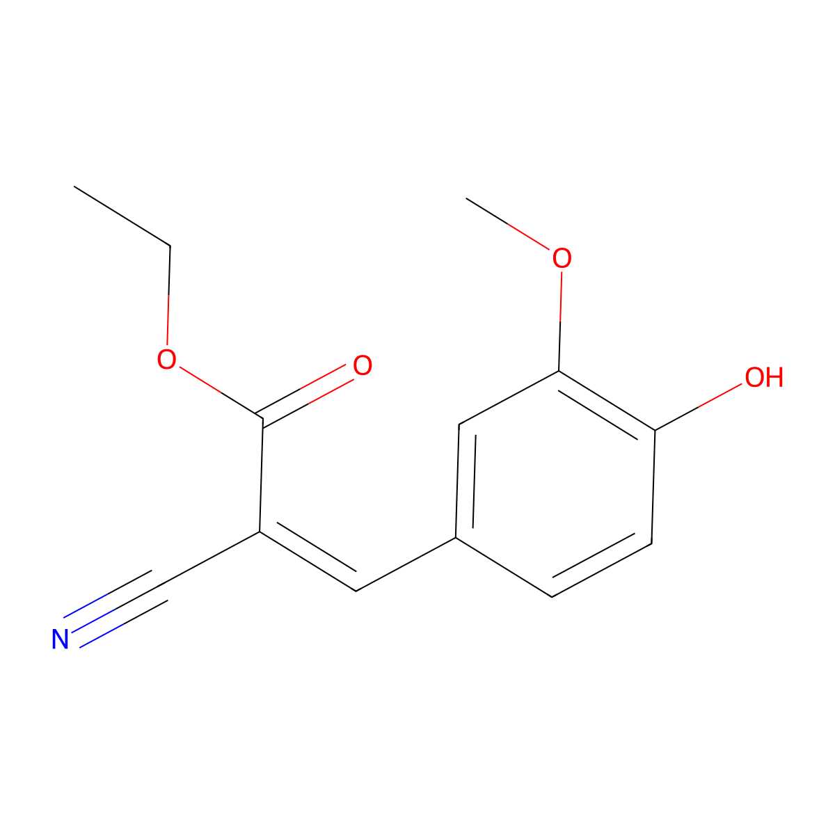 Ethyl (2E)-2-cyano-3-(4-hydroxy-3-methoxyphenyl)-2-propenoate molecular structure, CAS 132464-93-8