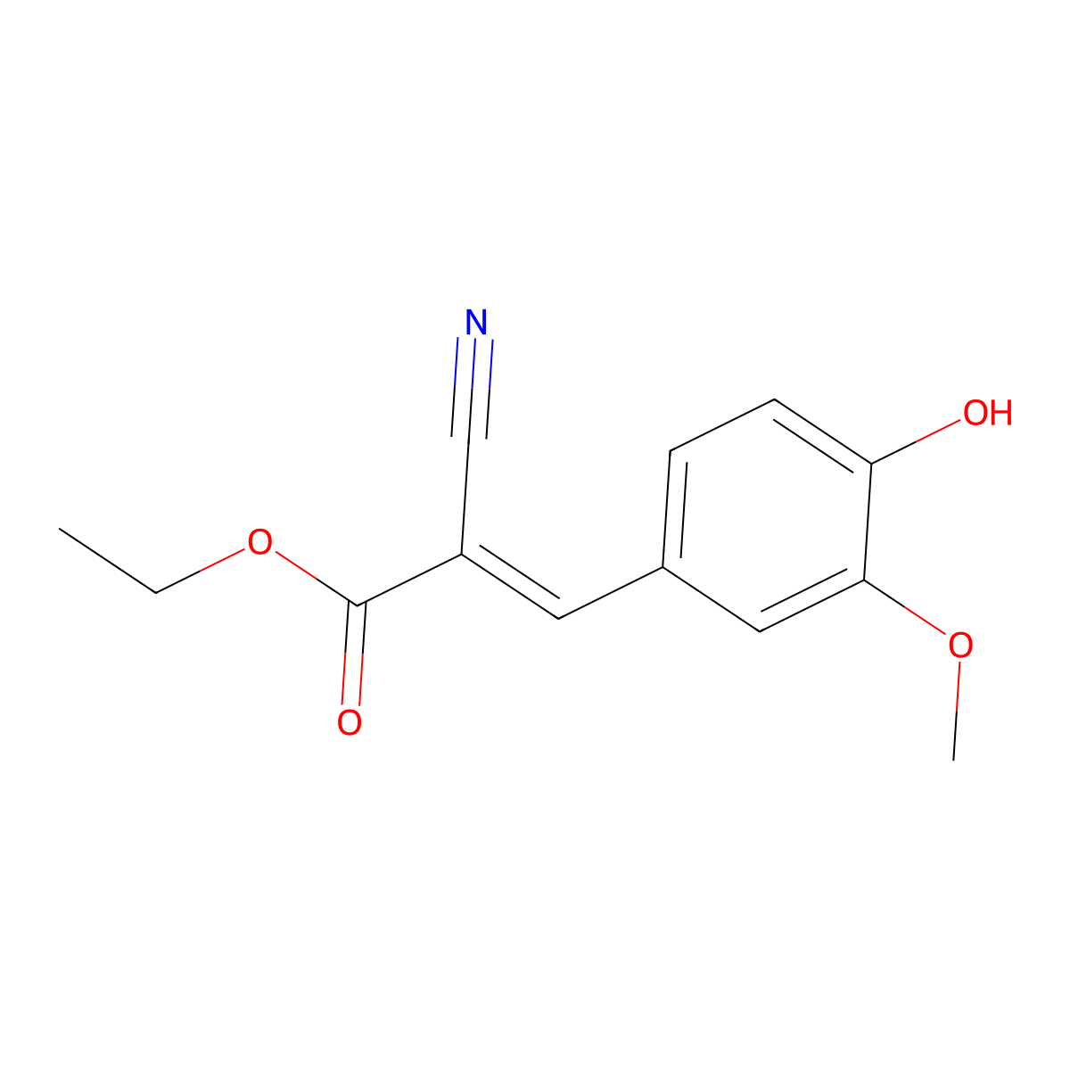 Ethyl (2E)-2-cyano-3-(4-hydroxy-3-methoxyphenyl)-2-propenoate molecular structure, CAS 132464-93-8