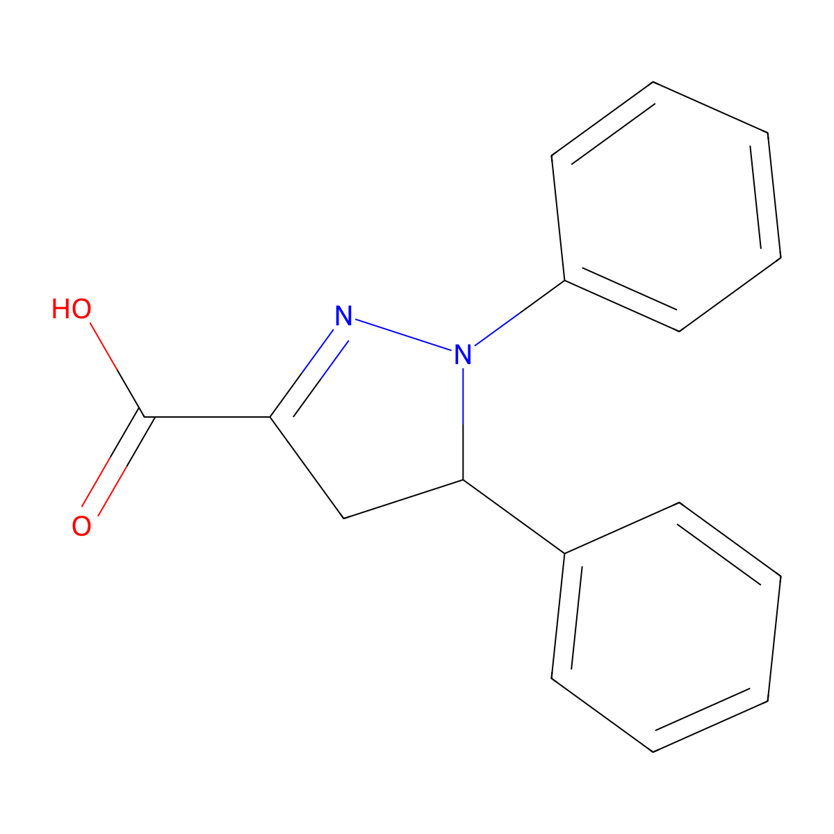 1,5-diphenyl-4,5-dihydro-1H-pyrazole-3-carboxylic acid molecular structure, CAS 132465-62-4
