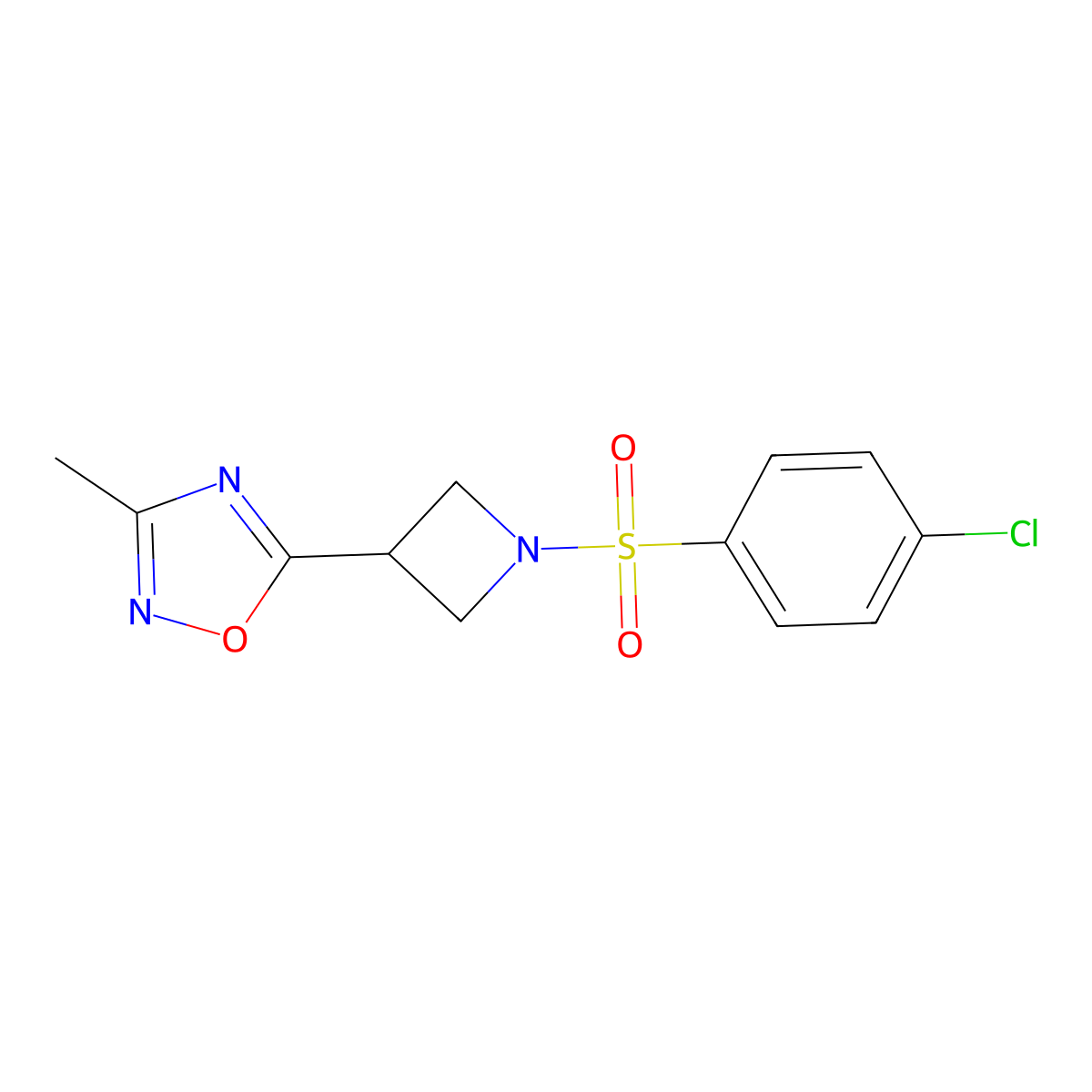5-(1-((4-Chlorophenyl)sulfonyl)azetidin-3-yl)-3-methyl-1,2,4-oxadiazole molecular structure, CAS 1324661-25-7