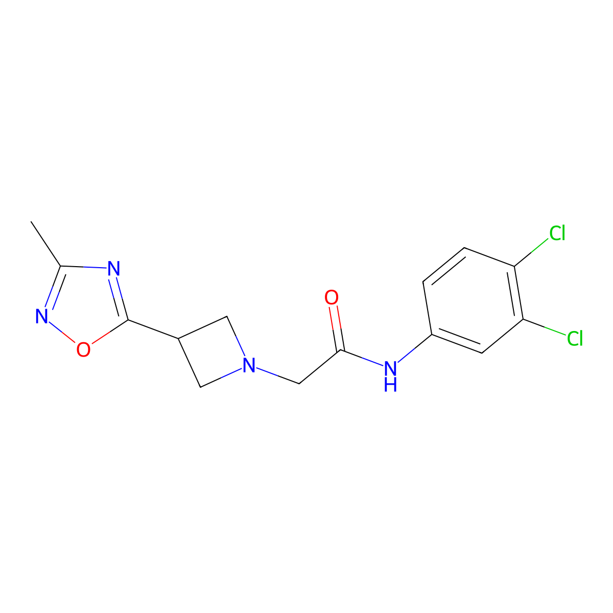 N-(3,4-dichlorophenyl)-2-[3-(3-methyl-1,2,4-oxadiazol-5-yl)azetidin-1-yl]acetamide molecular structure, CAS 1324661-43-9