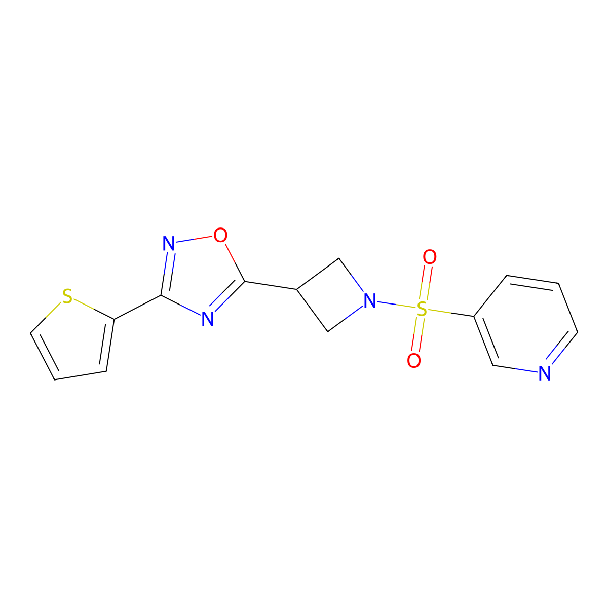 5-(1-(Pyridin-3-ylsulfonyl)azetidin-3-yl)-3-(thiophen-2-yl)-1,2,4-oxadiazole molecular structure, CAS 1324662-20-5