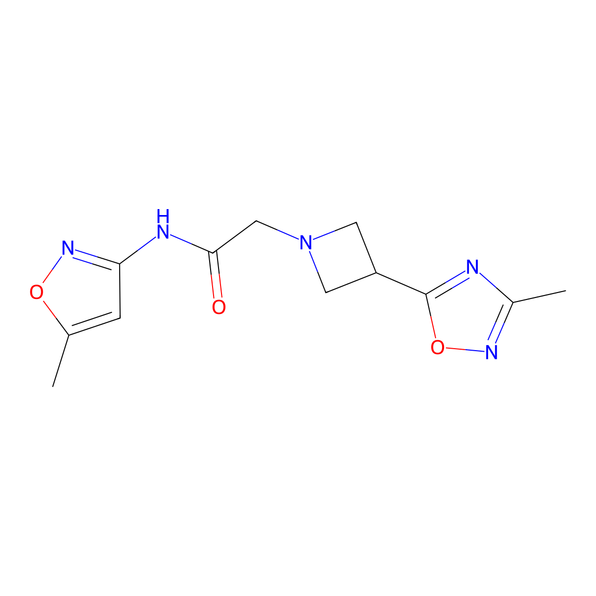 2-(3-(3-methyl-1,2,4-oxadiazol-5-yl)azetidin-1-yl)-N-(5-methylisoxazol-3-yl)acetamide molecular structure, CAS 1324679-29-9