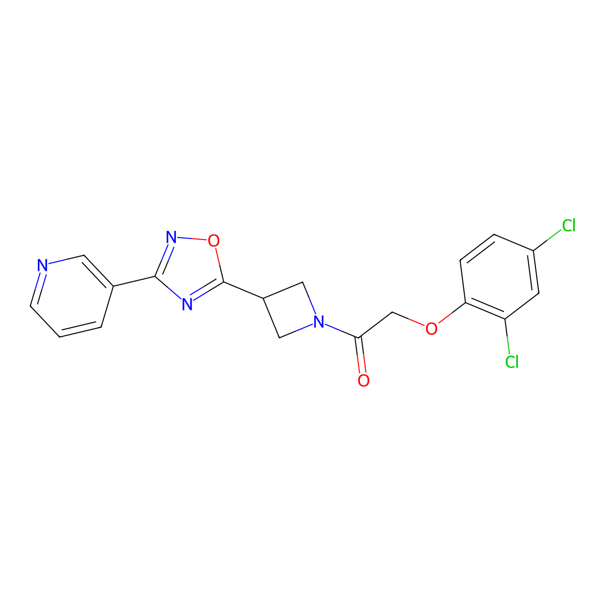 2-(2,4-Dichlorophenoxy)-1-(3-(3-(pyridin-3-yl)-1,2,4-oxadiazol-5-yl)azetidin-1-yl)ethanone molecular structure, CAS 1324679-30-2