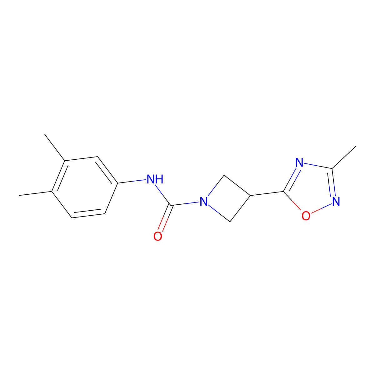 N-(3,4-dimethylphenyl)-3-(3-methyl-1,2,4-oxadiazol-5-yl)azetidine-1-carboxamide molecular structure, CAS 1324679-41-5