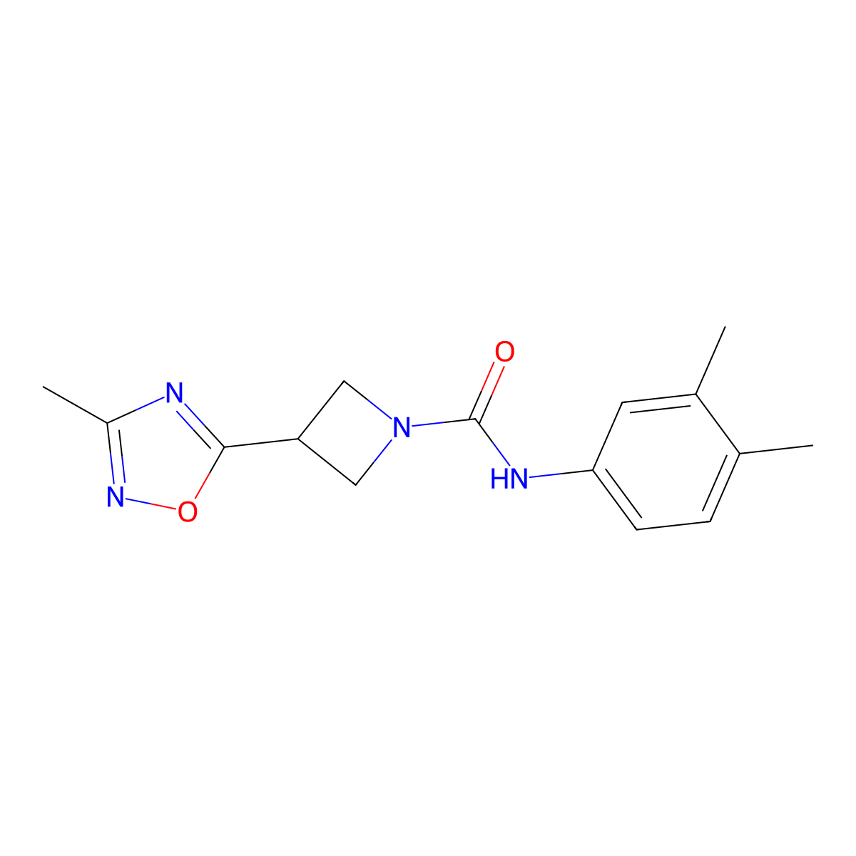 N-(3,4-dimethylphenyl)-3-(3-methyl-1,2,4-oxadiazol-5-yl)azetidine-1-carboxamide molecular structure, CAS 1324679-41-5