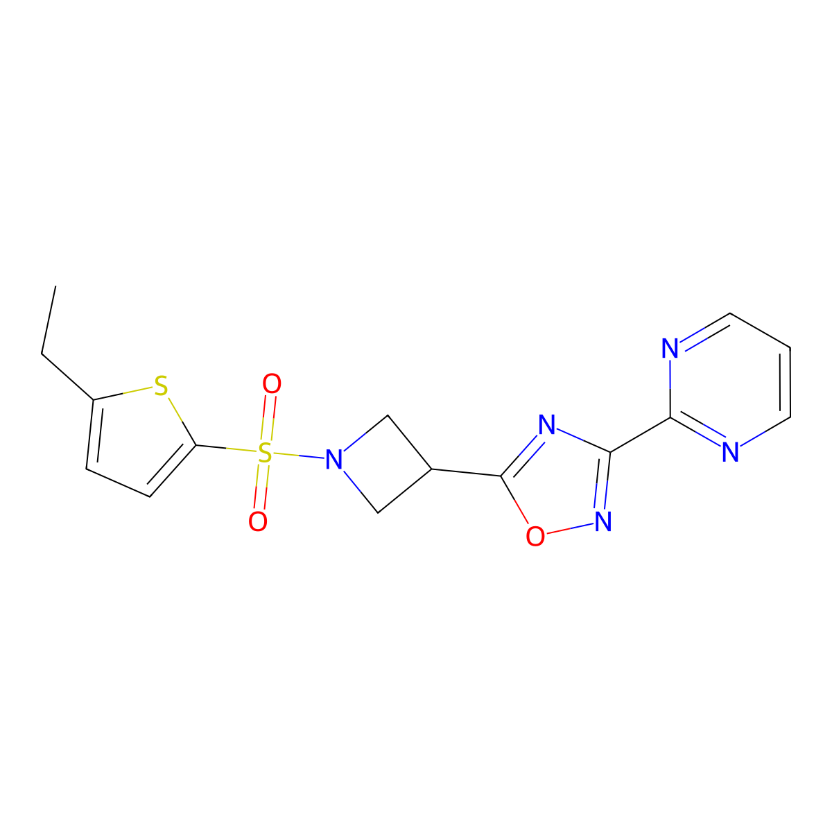 2-(5-{1-[(5-Ethylthiophen-2-yl)sulfonyl]azetidin-3-yl}-1,2,4-oxadiazol-3-yl)pyrimidine molecular structure, CAS 1324679-51-7