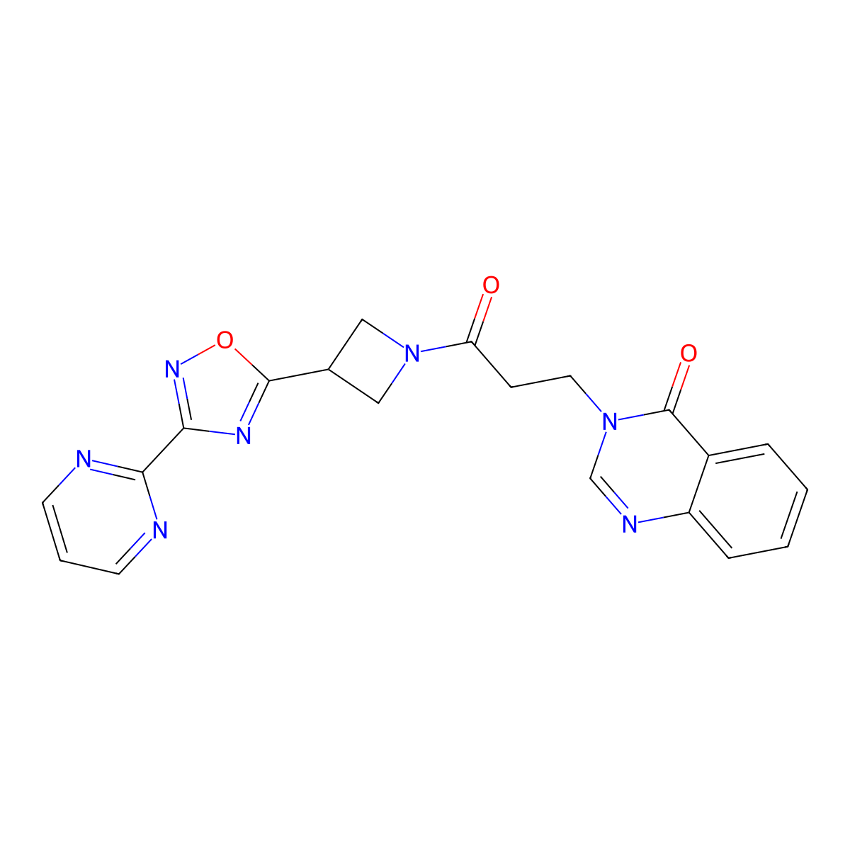 3-(3-oxo-3-(3-(3-(pyrimidin-2-yl)-1,2,4-oxadiazol-5-yl)azetidin-1-yl)propyl)quinazolin-4(3H)-one molecular structure, CAS 1324679-62-0