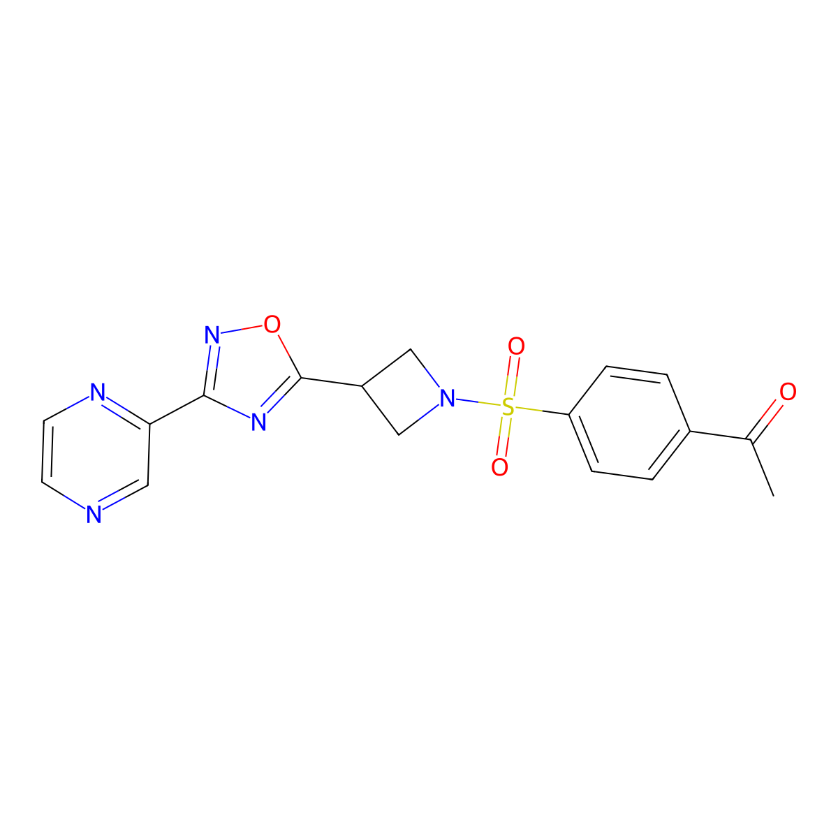 1-(4-((3-(3-(Pyrazin-2-yl)-1,2,4-oxadiazol-5-yl)azetidin-1-yl)sulfonyl)phenyl)ethanone molecular structure, CAS 1324680-00-3