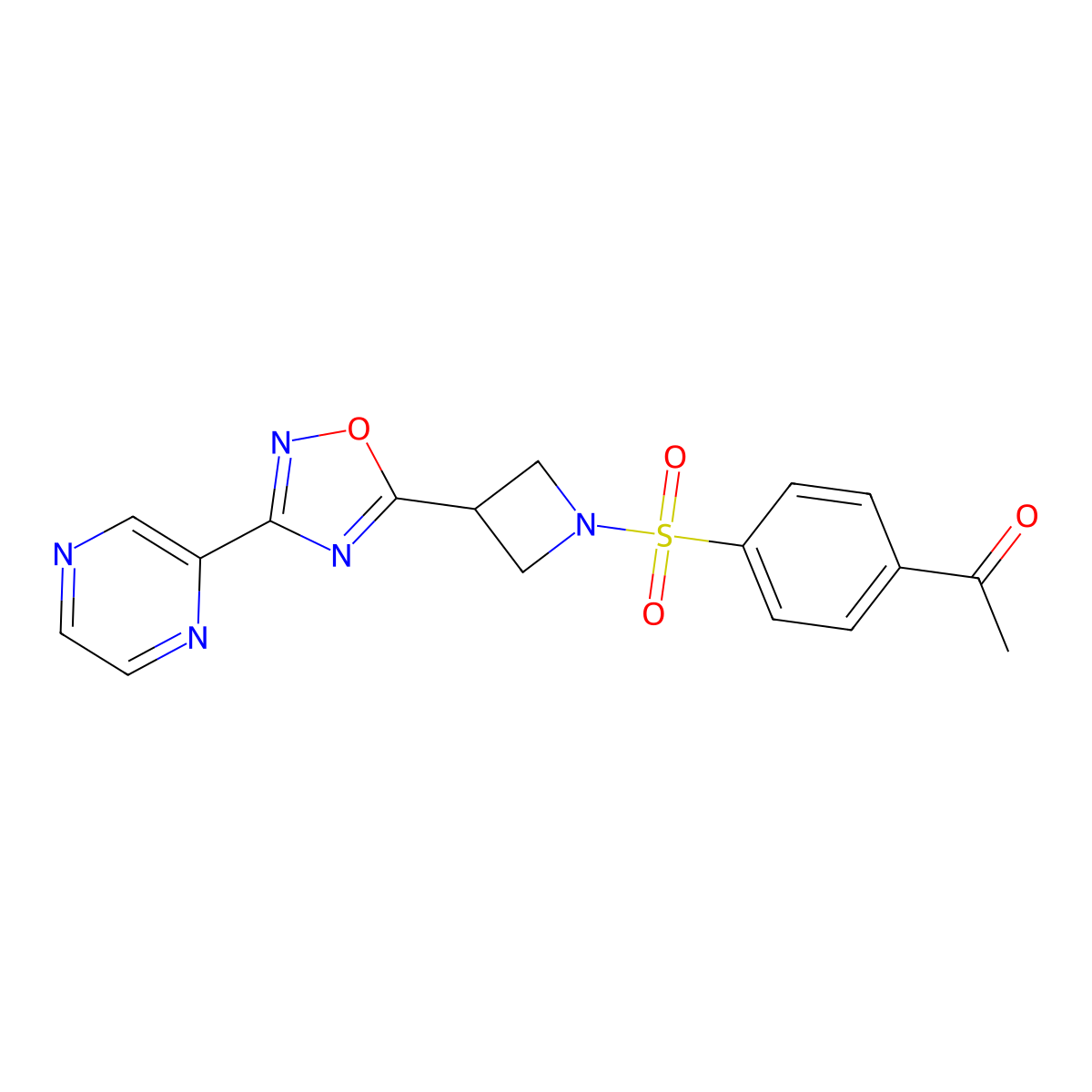 1-(4-((3-(3-(Pyrazin-2-yl)-1,2,4-oxadiazol-5-yl)azetidin-1-yl)sulfonyl)phenyl)ethanone molecular structure, CAS 1324680-00-3