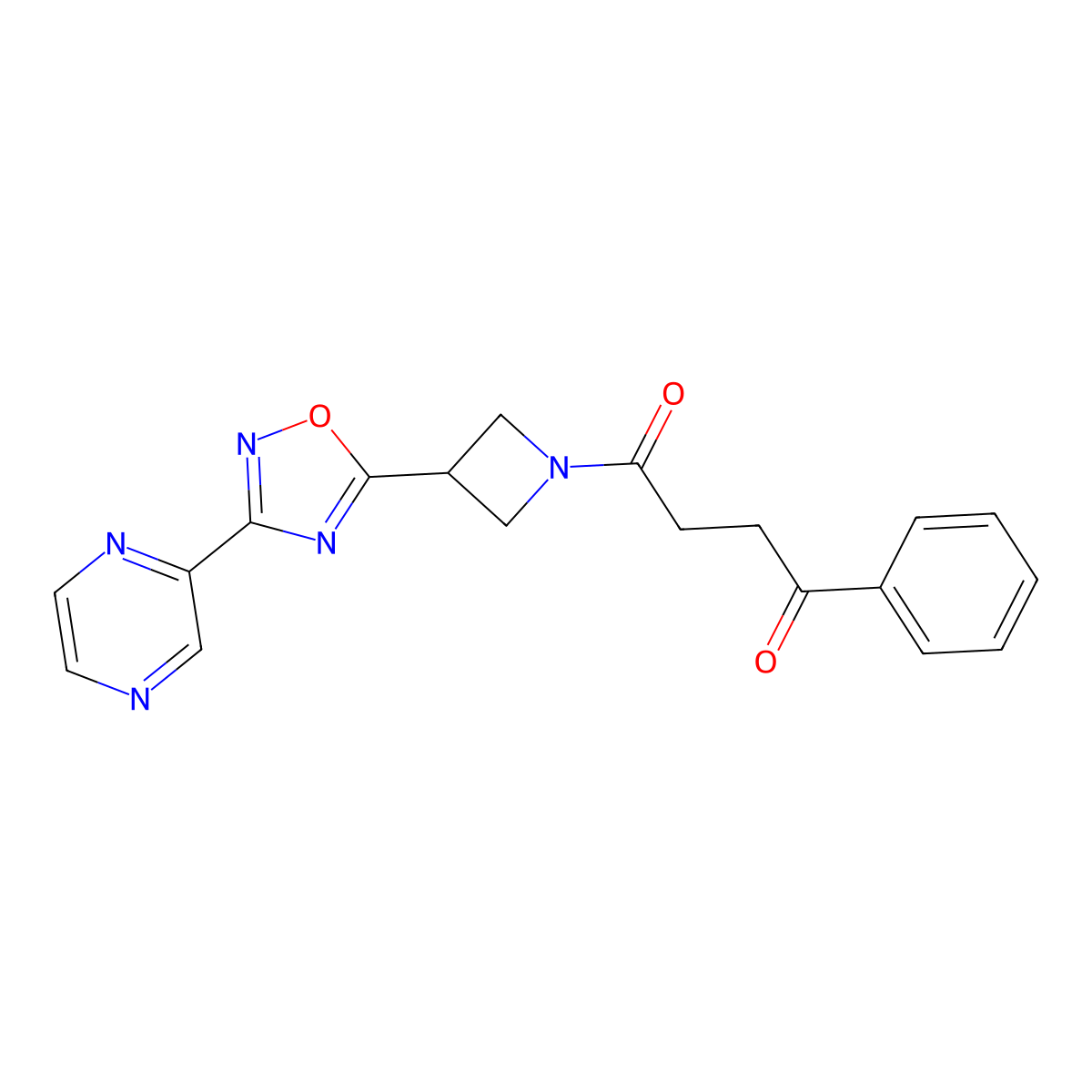 1-Phenyl-4-{3-[3-(pyrazin-2-yl)-1,2,4-oxadiazol-5-yl]azetidin-1-yl}butane-1,4-dione molecular structure, CAS 1324680-03-6