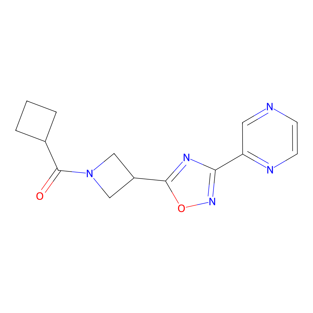 Cyclobutyl(3-(3-(pyrazin-2-yl)-1,2,4-oxadiazol-5-yl)azetidin-1-yl)methanone molecular structure, CAS 1324680-14-9