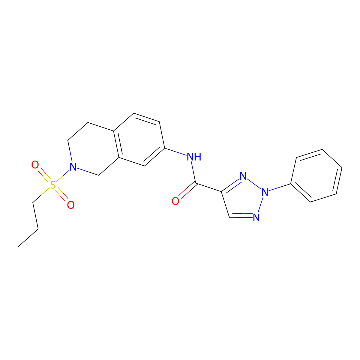 2-phenyl-N-(2-(propylsulfonyl)-1,2,3,4-tetrahydroisoquinolin-7-yl)-2H-1,2,3-triazole-4-carboxamide molecular structure, CAS 1324690-14-3