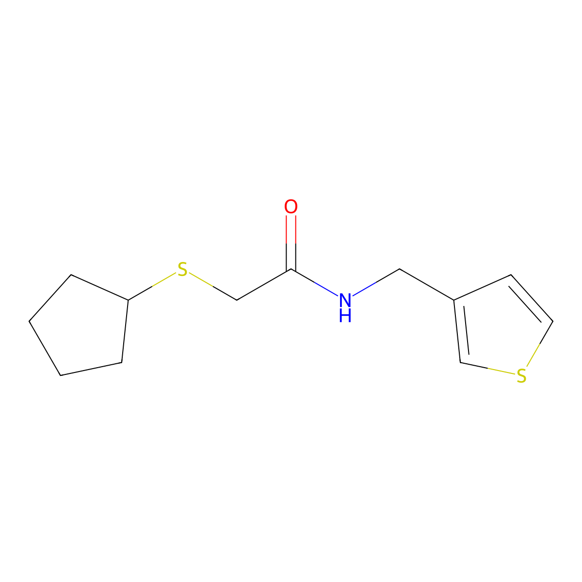2-(cyclopentylthio)-N-(thiophen-3-ylmethyl)acetamide molecular structure, CAS 1324690-17-6