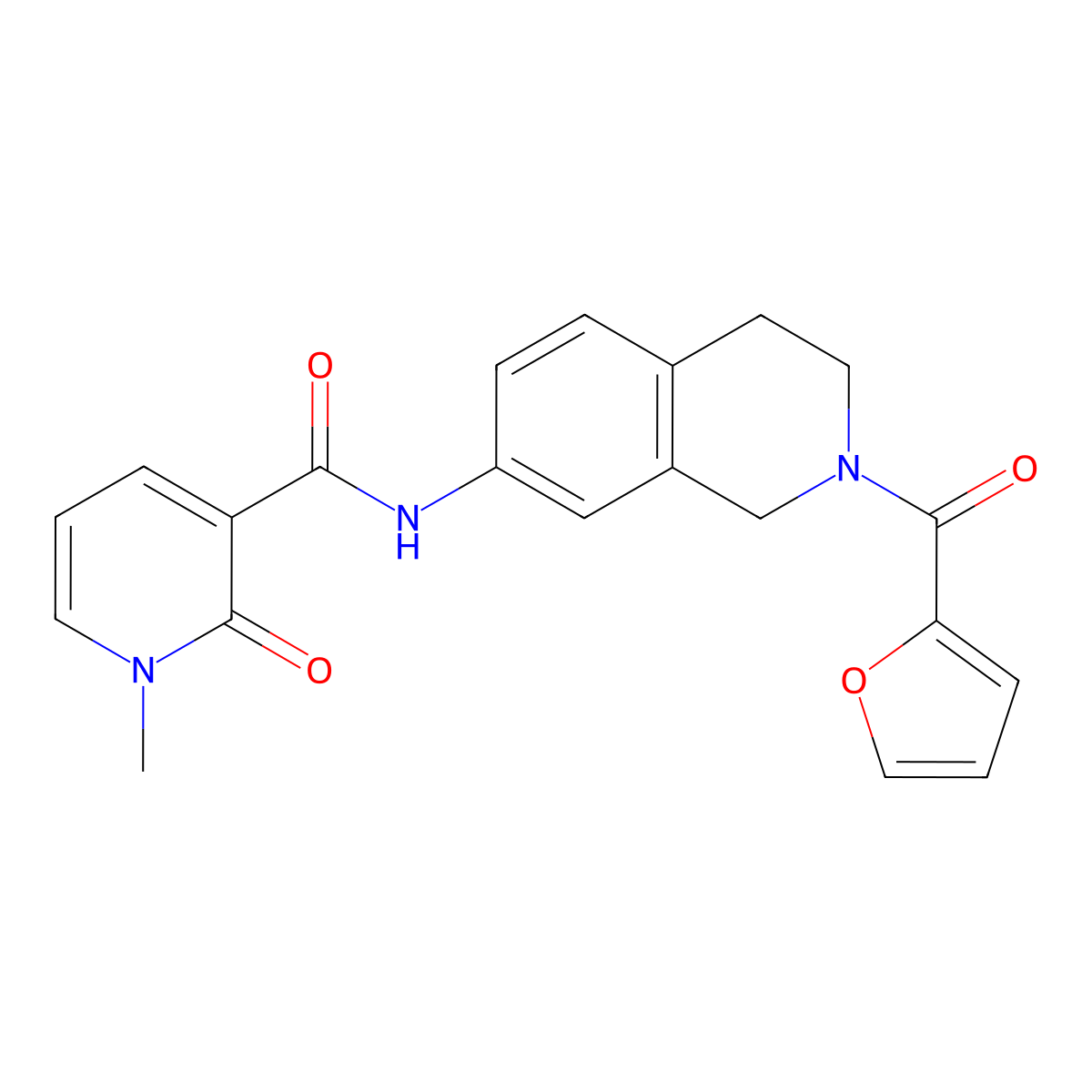 N-(2-(furan-2-carbonyl)-1,2,3,4-tetrahydroisoquinolin-7-yl)-1-methyl-2-oxo-1,2-dihydropyridine-3-carboxamide molecular structure, CAS 1324690-31-4