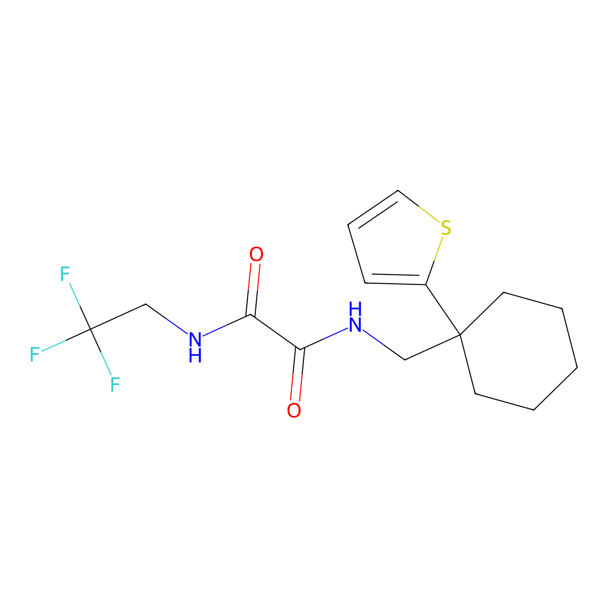 N1-((1-(thiophen-2-yl)cyclohexyl)methyl)-N2-(2,2,2-trifluoroethyl)oxalamide molecular structure, CAS 1324691-15-7
