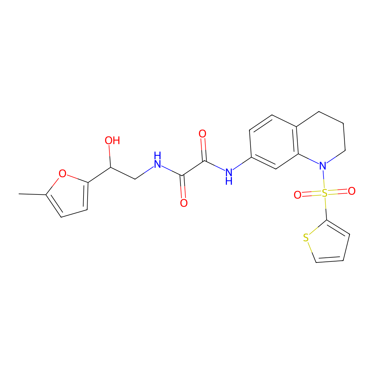 N1-(2-hydroxy-2-(5-methylfuran-2-yl)ethyl)-N2-(1-(thiophen-2-ylsulfonyl)-1,2,3,4-tetrahydroquinolin-7-yl)oxalamide molecular structure, CAS 1324707-47-2