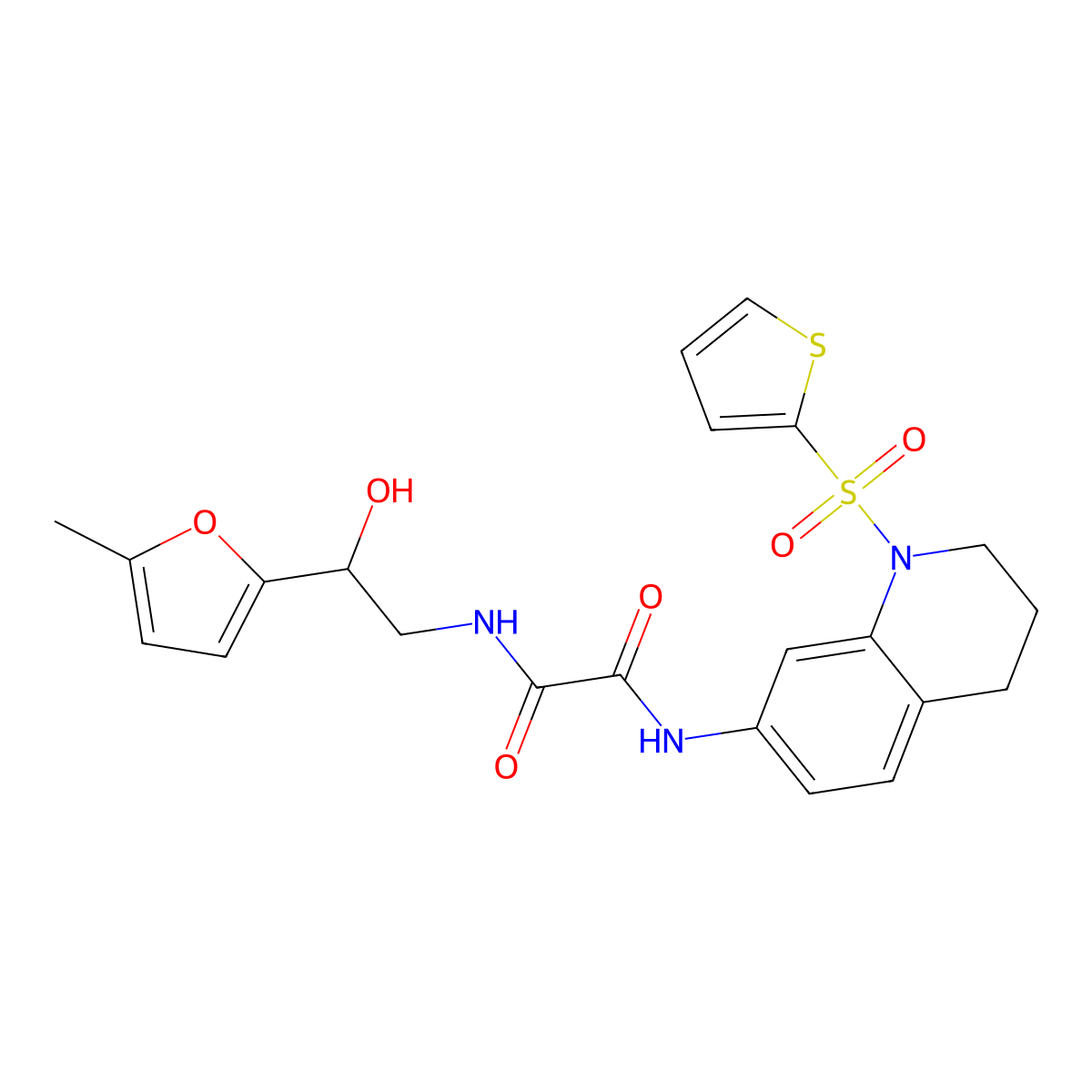 N1-(2-hydroxy-2-(5-methylfuran-2-yl)ethyl)-N2-(1-(thiophen-2-ylsulfonyl)-1,2,3,4-tetrahydroquinolin-7-yl)oxalamide molecular structure, CAS 1324707-47-2