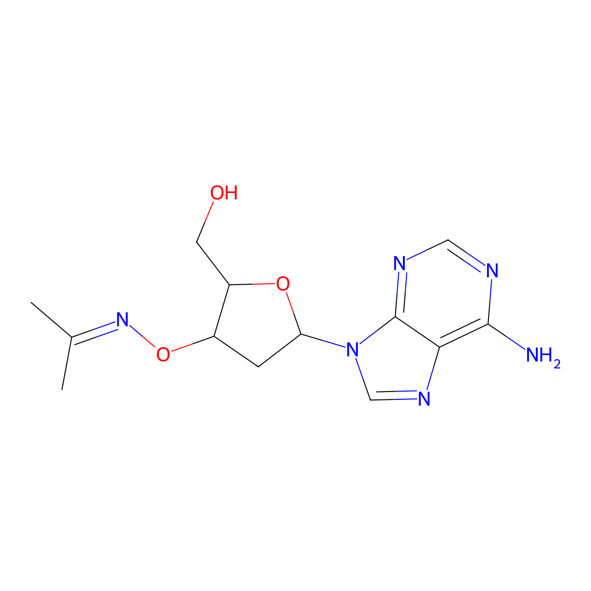 2'-Deoxy-3'-O-(isopropylideneamino)adenosine molecular structure, CAS 132471-88-6