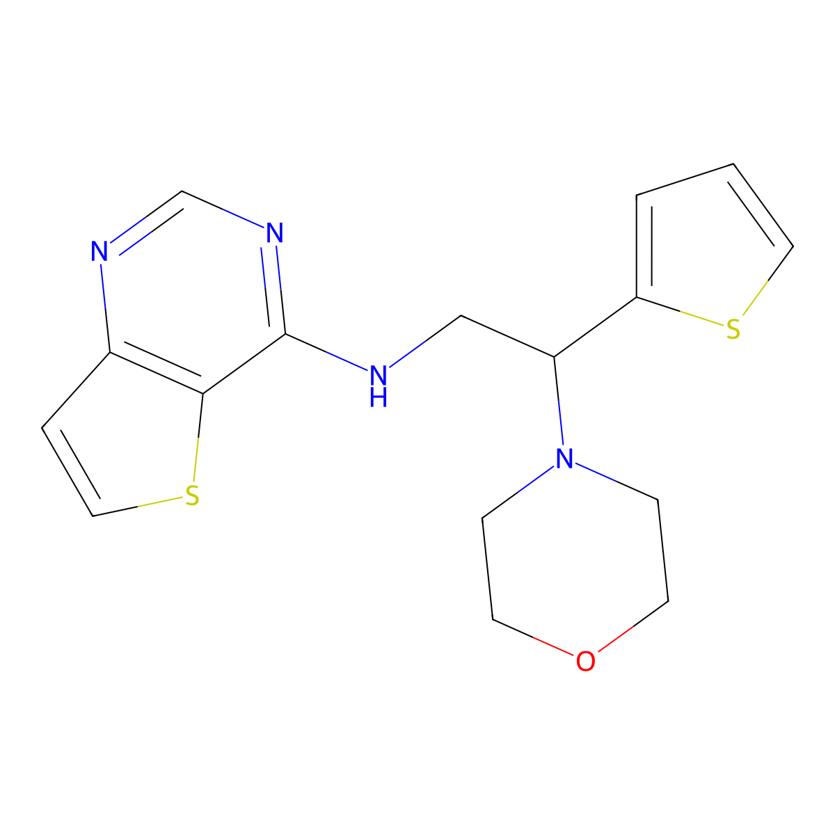 N-[2-(morpholin-4-yl)-2-(thiophen-2-yl)ethyl]thieno[3,2-d]pyrimidin-4-amine molecular structure, CAS 1324712-68-6