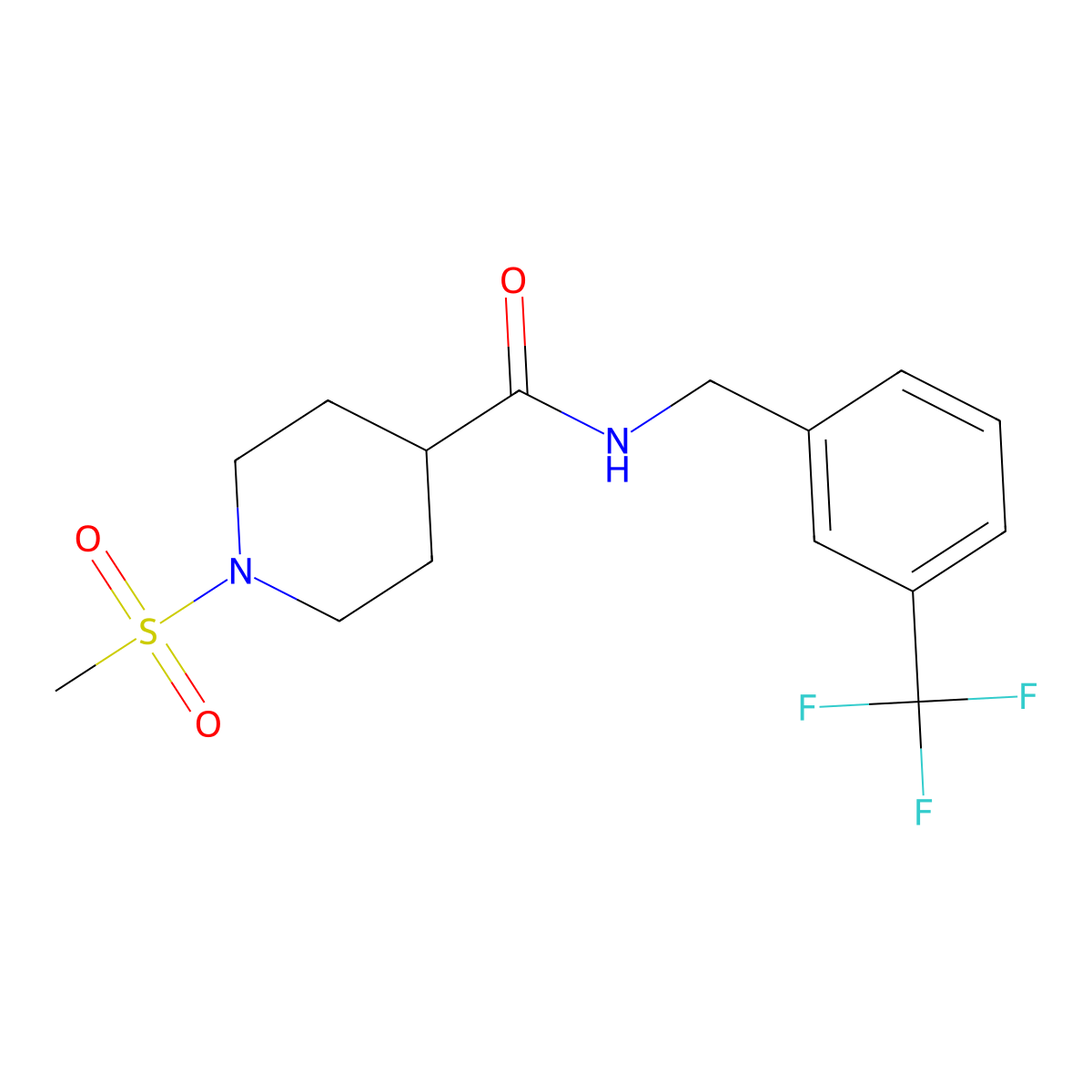 1-(methylsulfonyl)-N-[3-(trifluoromethyl)benzyl]piperidine-4-carboxamide molecular structure, CAS 1324786-10-8