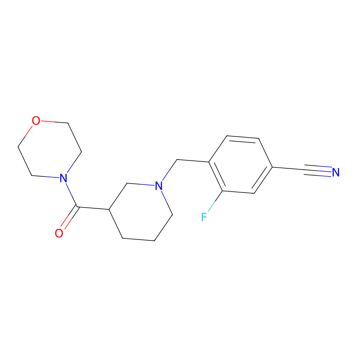 3-Fluoro-4-{[3-(morpholine-4-carbonyl)piperidin-1-yl]methyl}benzonitrile molecular structure, CAS 1324796-08-8