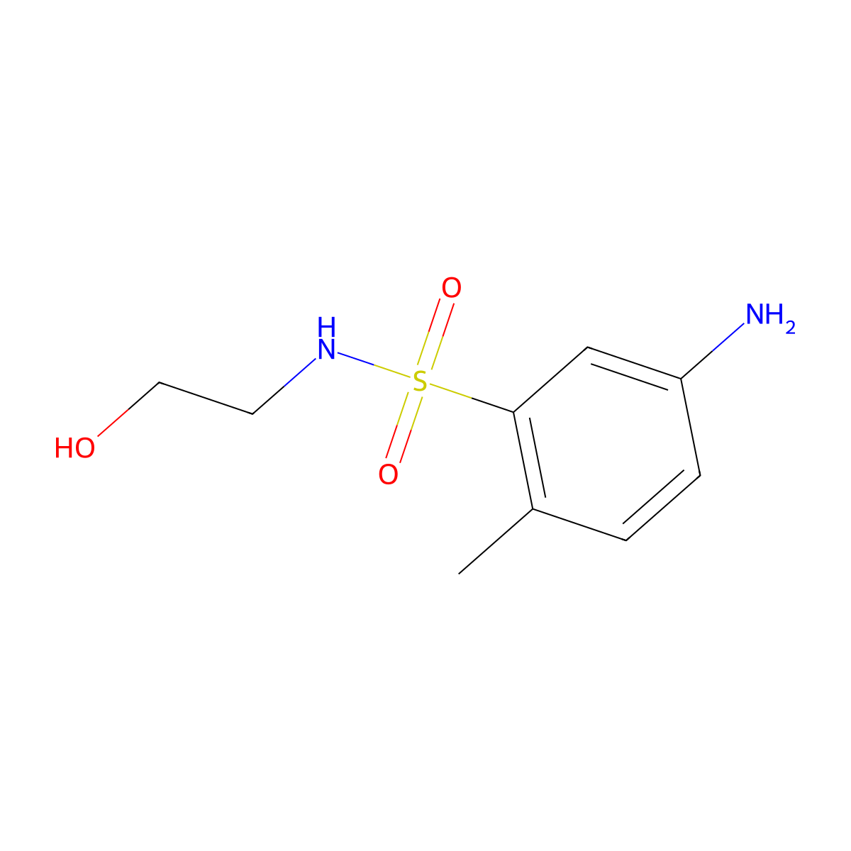 Benzenesulfonamide, 5-amino-N-(2-hydroxyethyl)-2-methyl- molecular structure, CAS 13248-55-0
