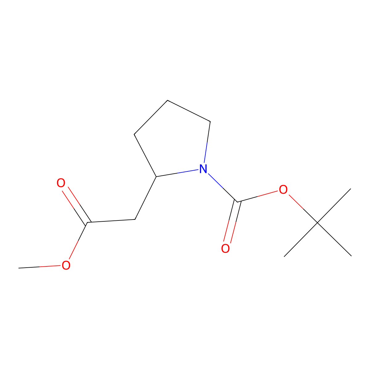 tert-butyl (2R)-2-(2-methoxy-2-oxoethyl)pyrrolidine-1-carboxylate molecular structure, CAS 132482-05-4